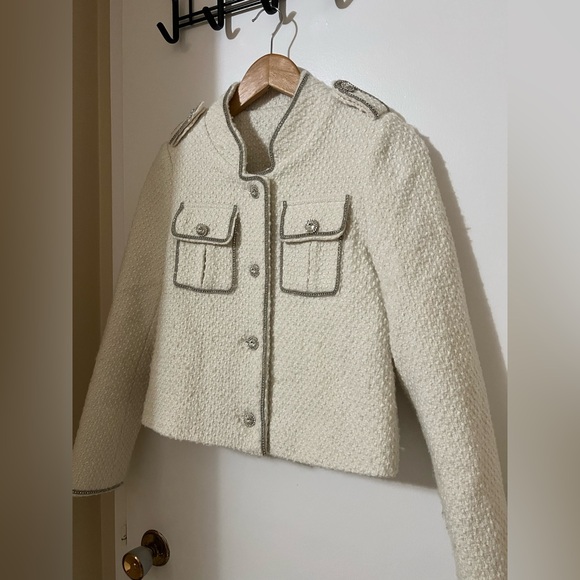 Chic Tweed Blazer w/ Rhinestone Buttons - Picture 3 of 12